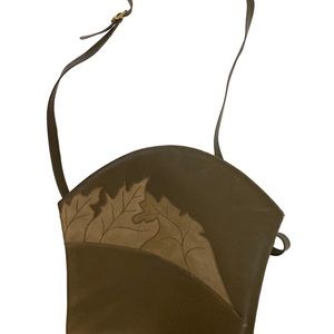 Nordstrom Vintage Bag-Gray/ Griege with Beautiful Suede Leaves Detail!